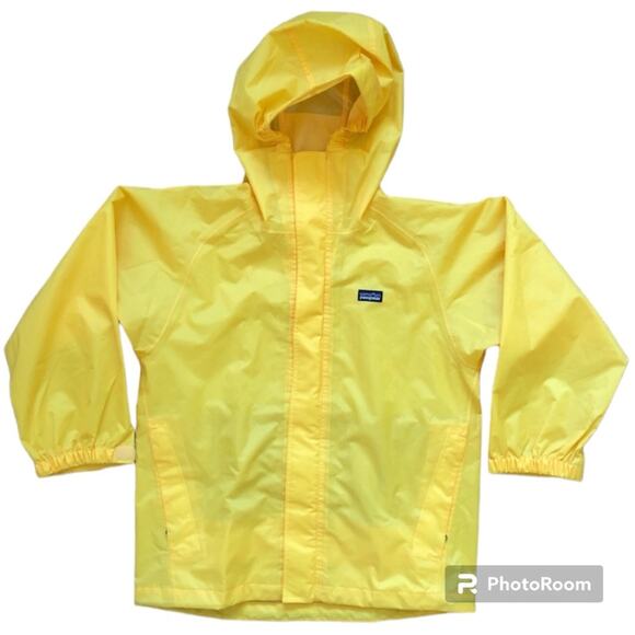 Patagonia Kids’ Windbreaker Yellow Hood Pockets Size 10 - Picture 1 of 12